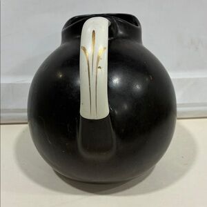 Hall’s Superior Quality Kitchenware Pitcher W/ Gold and White Handle Black Body